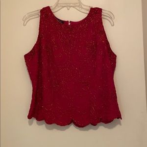 Red Beaded Holiday Top Size Large